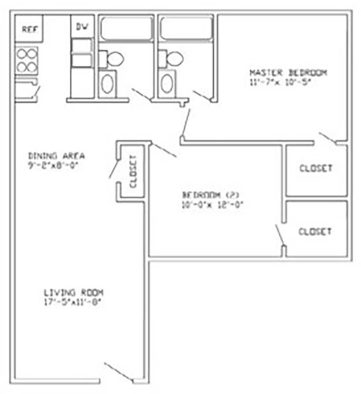 the floor plan for a two bedroom apartment at The Villa La Paz Apartments